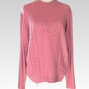Haband Floral Embroidered Pink Sweater
